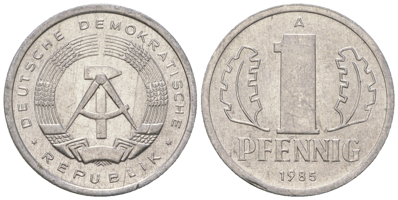 ГДР 1 пфенниг 1985 А KM 8.2 алюминий 4651-137