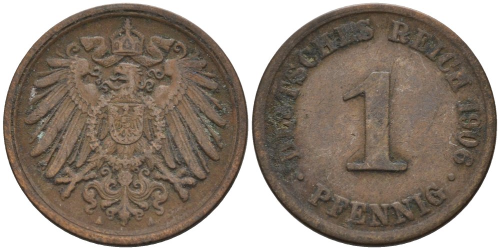 Германия 1 пфенниг 1906 A KM 10, J. 10 медь 4567-1231