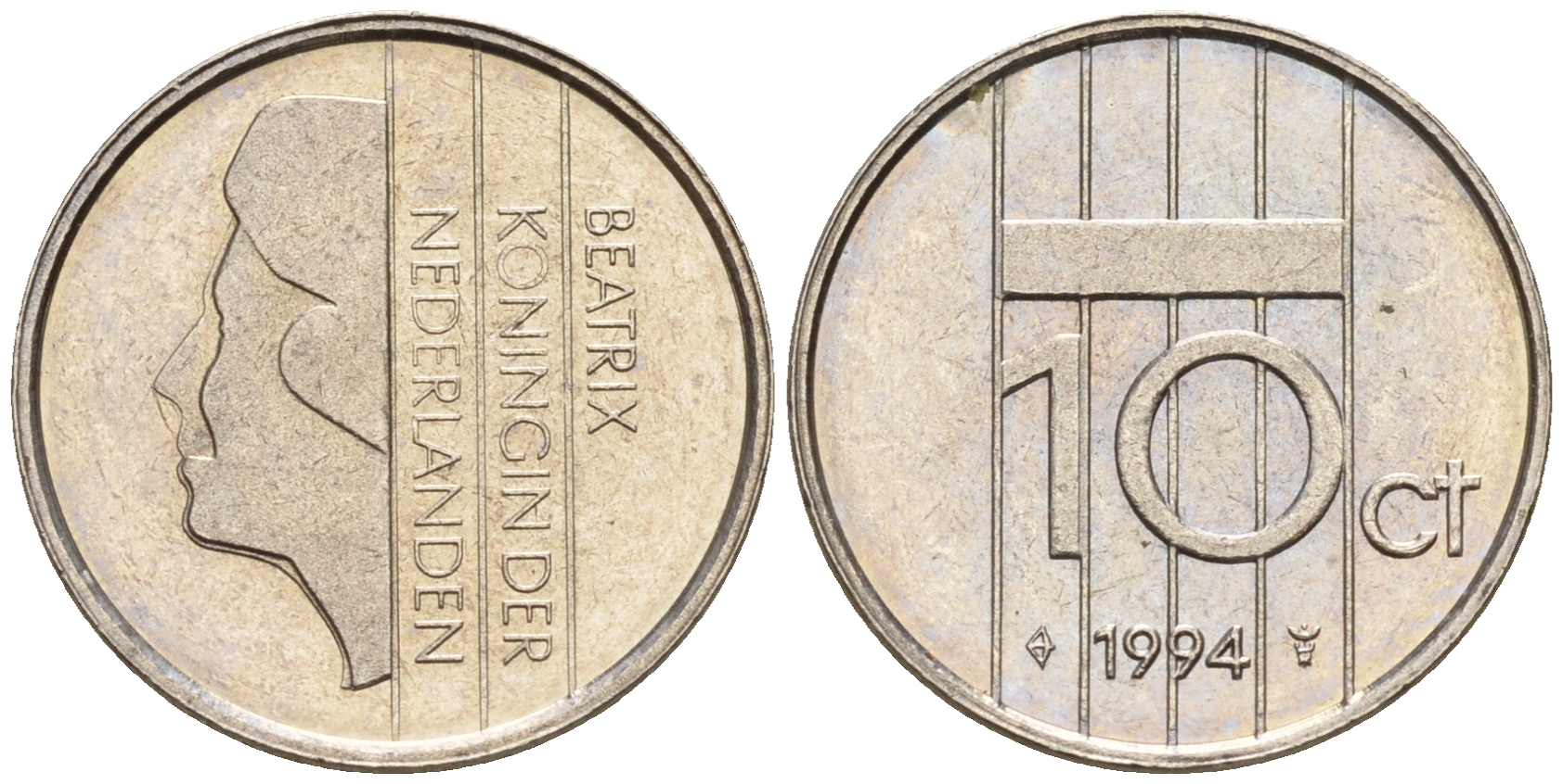 Нидерланды 10 центов 1994 Беатрикс (1980-2013) КМ 203 никель    4602-544