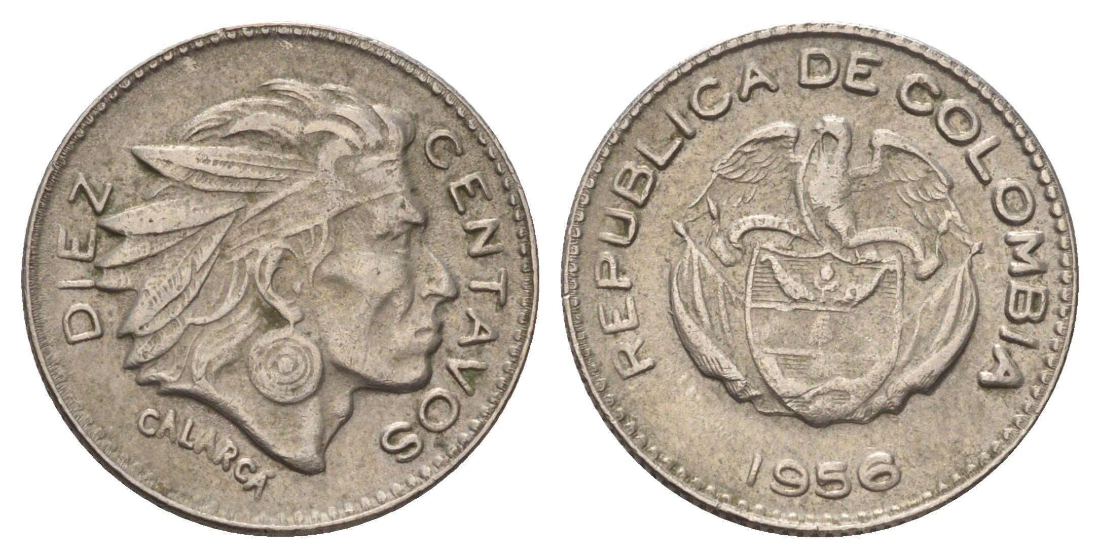 Колумбия 10 сентаво 1956 KM 212 медно-никель 4189-241