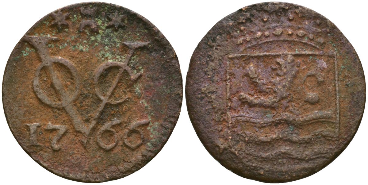 Нидерландская Ост-Индия 1 дуит 1766 KM 152.3 медь 4573-1145