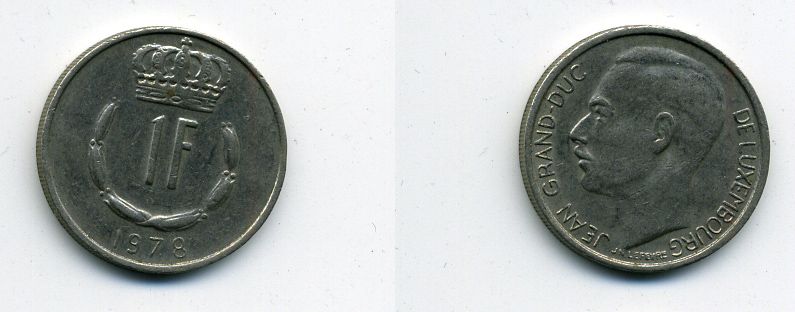 ЛЮКСЕМБУРГ 1 ФРАНК 1978 29-422