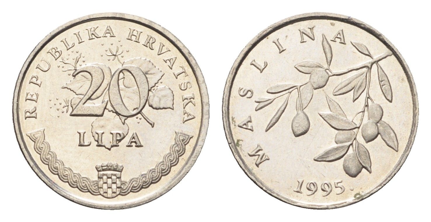 Хорватия 20 лип 1995 нечетный год KM 7 сталь плакированная никелем UNC 4659-719