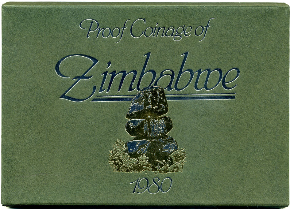 Зимбабве набор из 6 монет  1980 в оригинальной пластиковой упаковке, с сертификатом, тираж 15000 экземпляров KM PS 1   PROOF 00-00