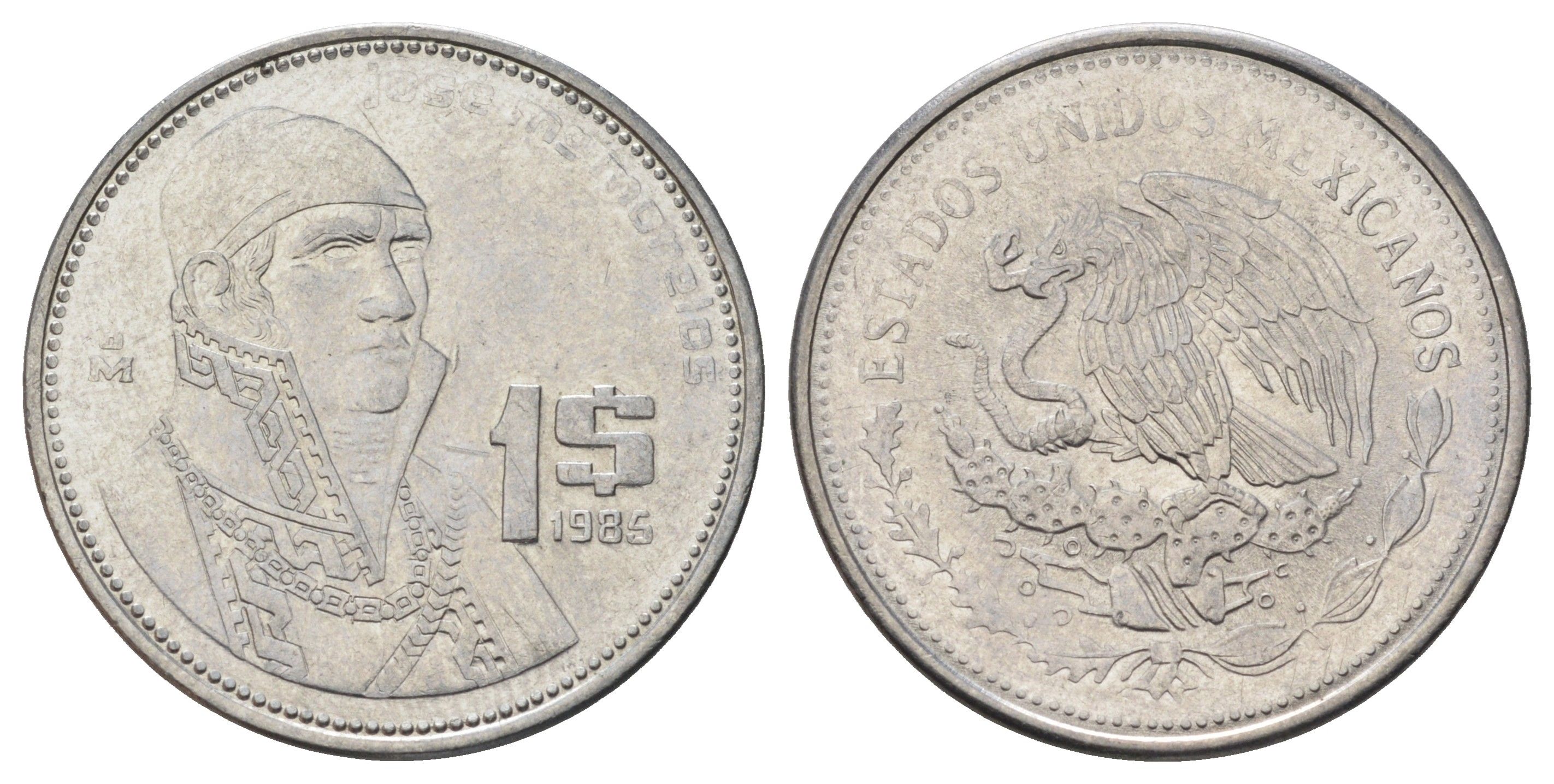 Мексика 1 песо 1985 KM 496 нержавеющая сталь UNC 4161-147