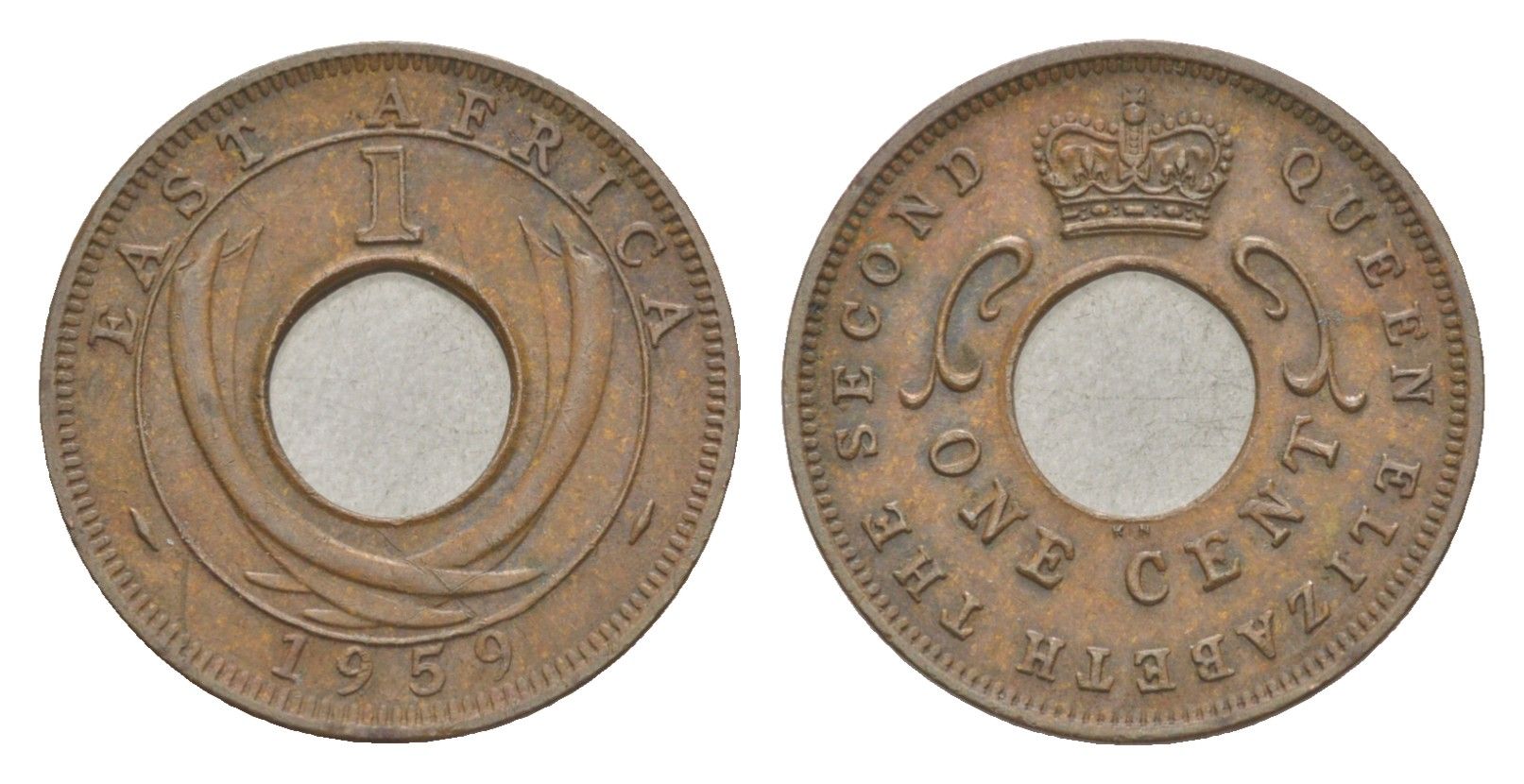 Британская Восточная Африка 1 цент 1959 Елизавета II (1952-2022) KM 35 бронза 4618-1015