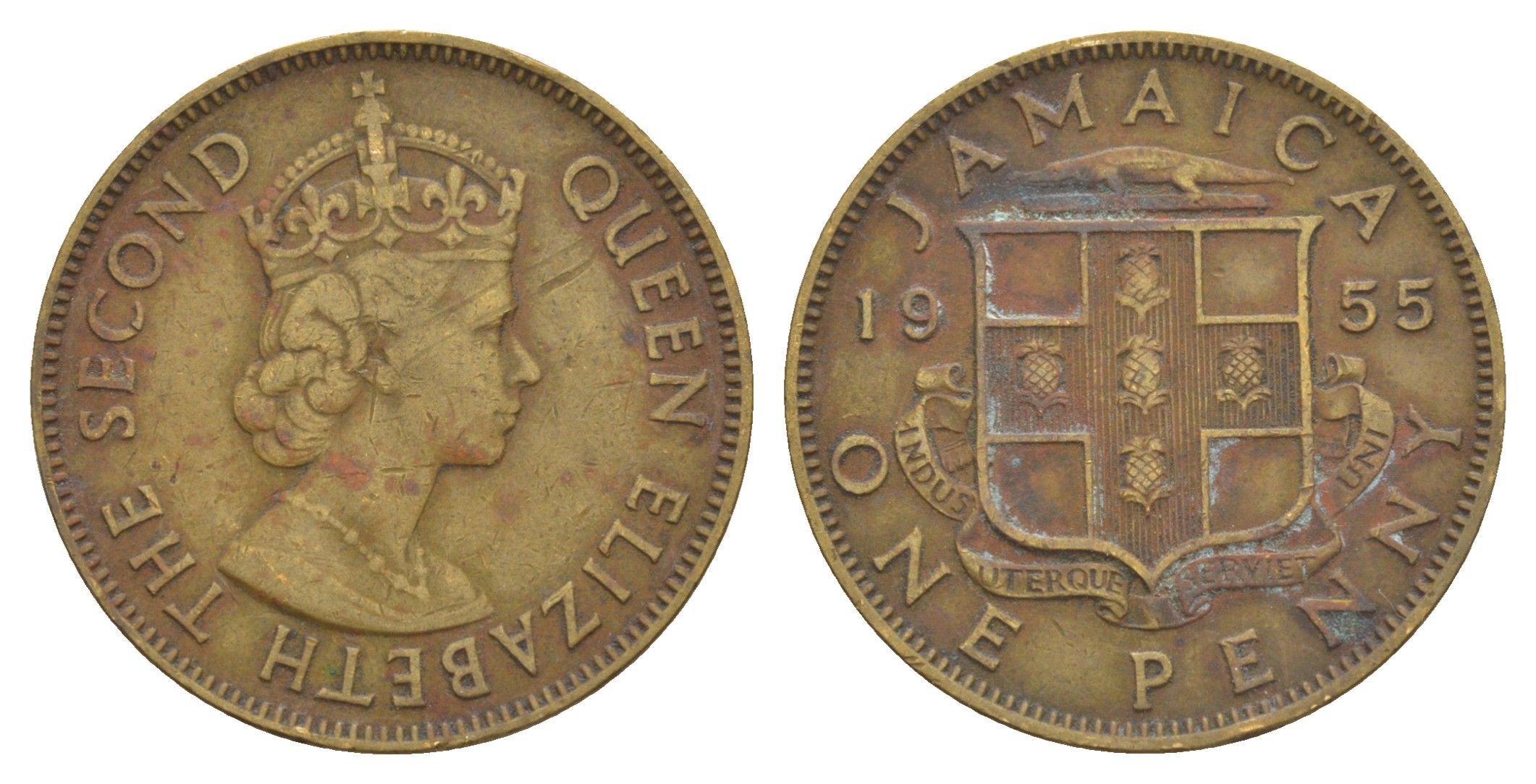 Ямайка 1 пенни 1955 Елизавета II (1952-2022) KM 37 никель латунь 4626-637