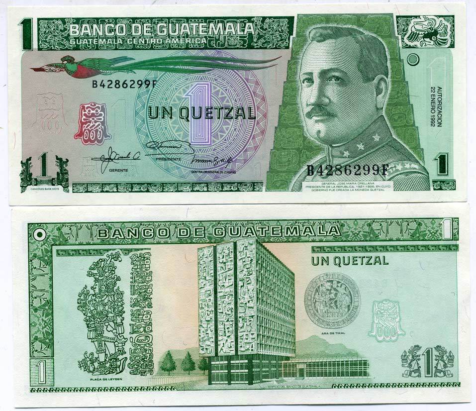Гватемала 1 кетсаль 1992 22 января 1992, генерал Хосе Мария Ореллано, президент Гватемалы (1921-1926) Pick 73 с бумага UNC (пресс) 6293-26-2-1