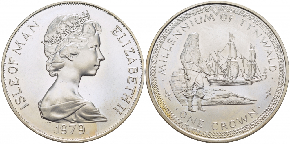 Остров Мэн 1 крона 1979 1000 летие Тинвальду (парламенту), солдат KM 49a серебро UNC 11-171-34
