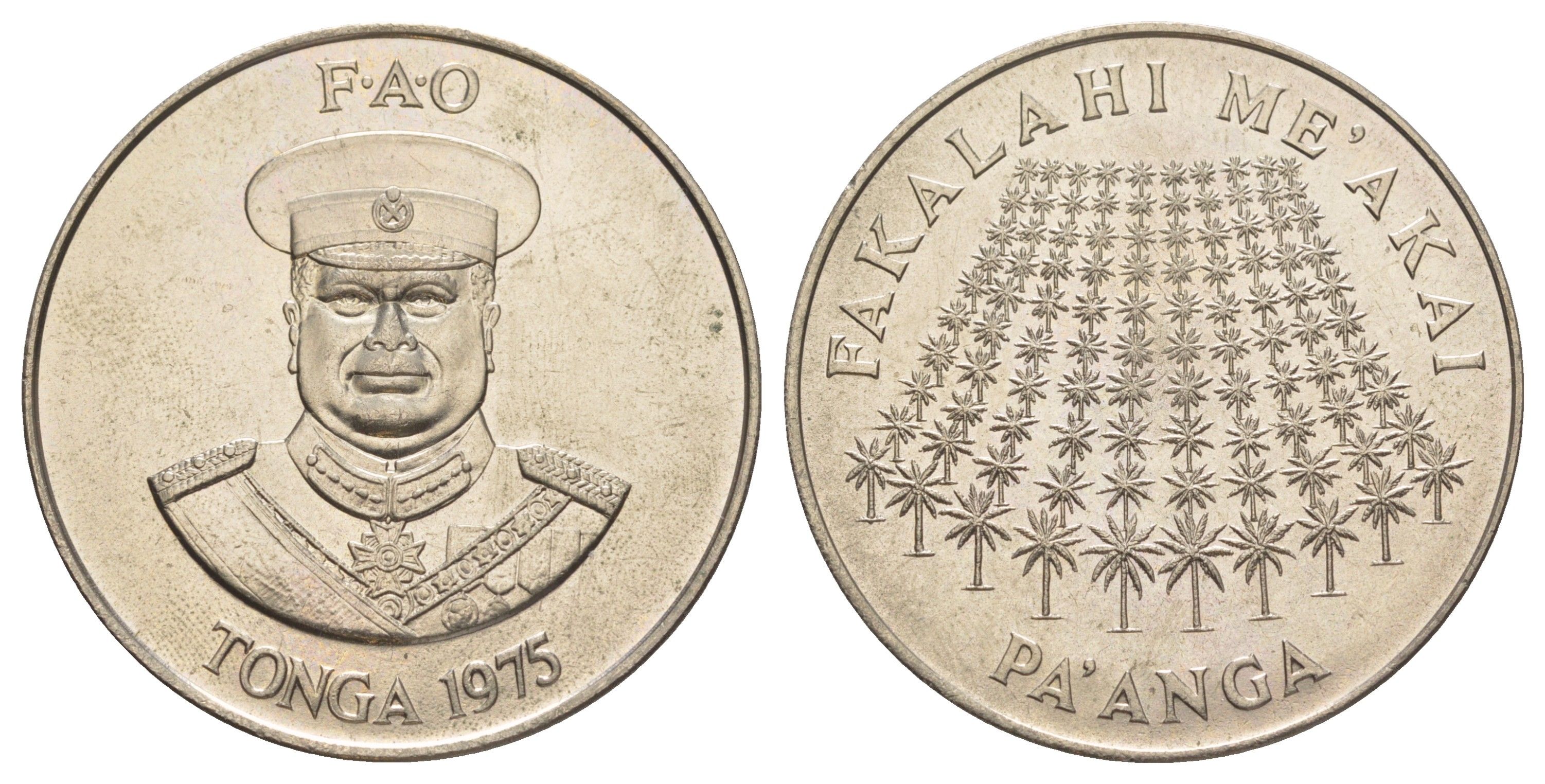 Тонга 1 паанга 1975 ФАО, с вкладышем с полной информацией о монете KM 48 медно-никель BU 1083-4-34