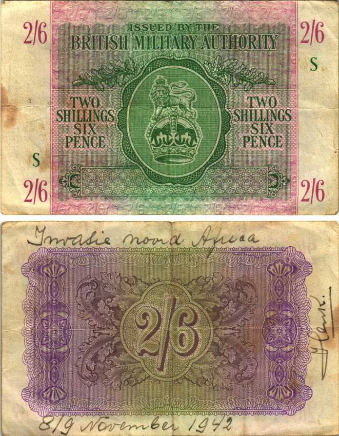 АНГЛИЯ 2 ШИЛЛИНГА 6 ПЕНСОВ 1943 ВОЕННЫЙ ВЫПУСК Pick M3 бумага 7551-28-4-2