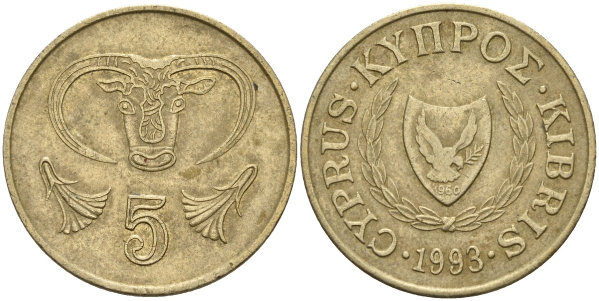 Кипр 5 центов 1993 KM 55.3 никель латунь 4141-1026