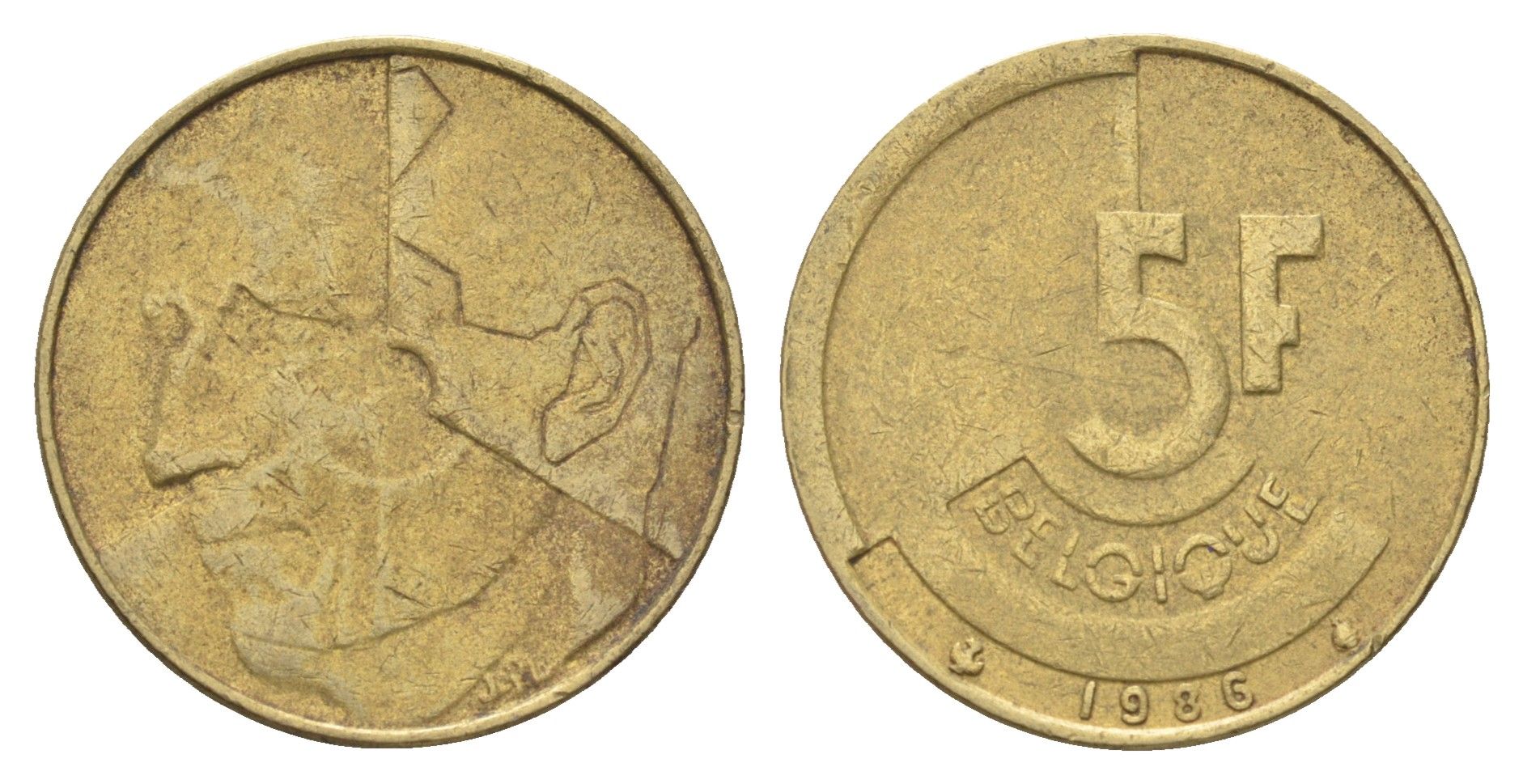 Бельгия 5 франков 1986 Belgique, Бодуэн I (1951-1993) KM 163 медь алюминий никель 4706-212