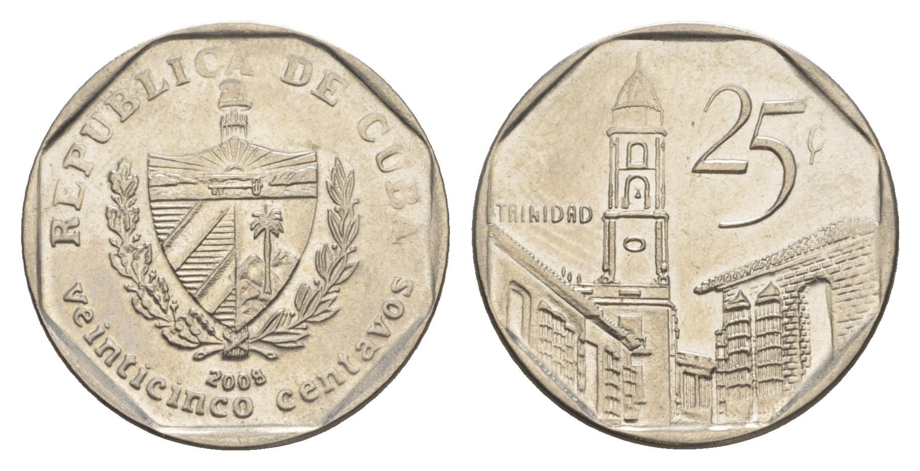 Куба 25 сентаво 2008 площадь в Тринидаде KM 577.2 сталь плакированная никелем 4646-436