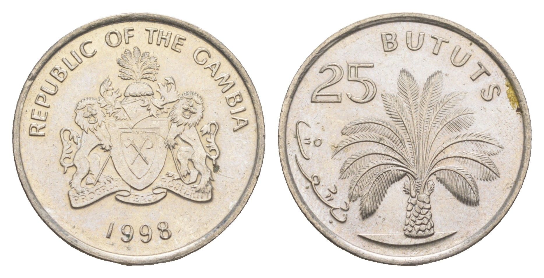 Гамбия 25 бутутов 1998 KM 57 медно-никель UNC 4650-1232