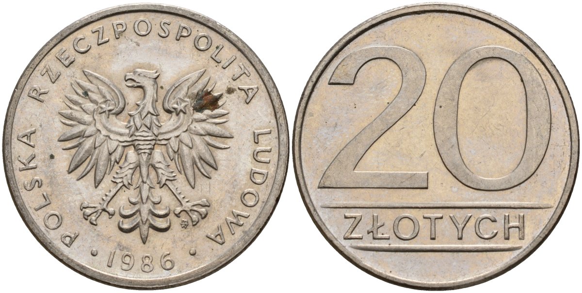 Польша 20 злотых 1986 MW Y 153.1 медно-никель 4187-712