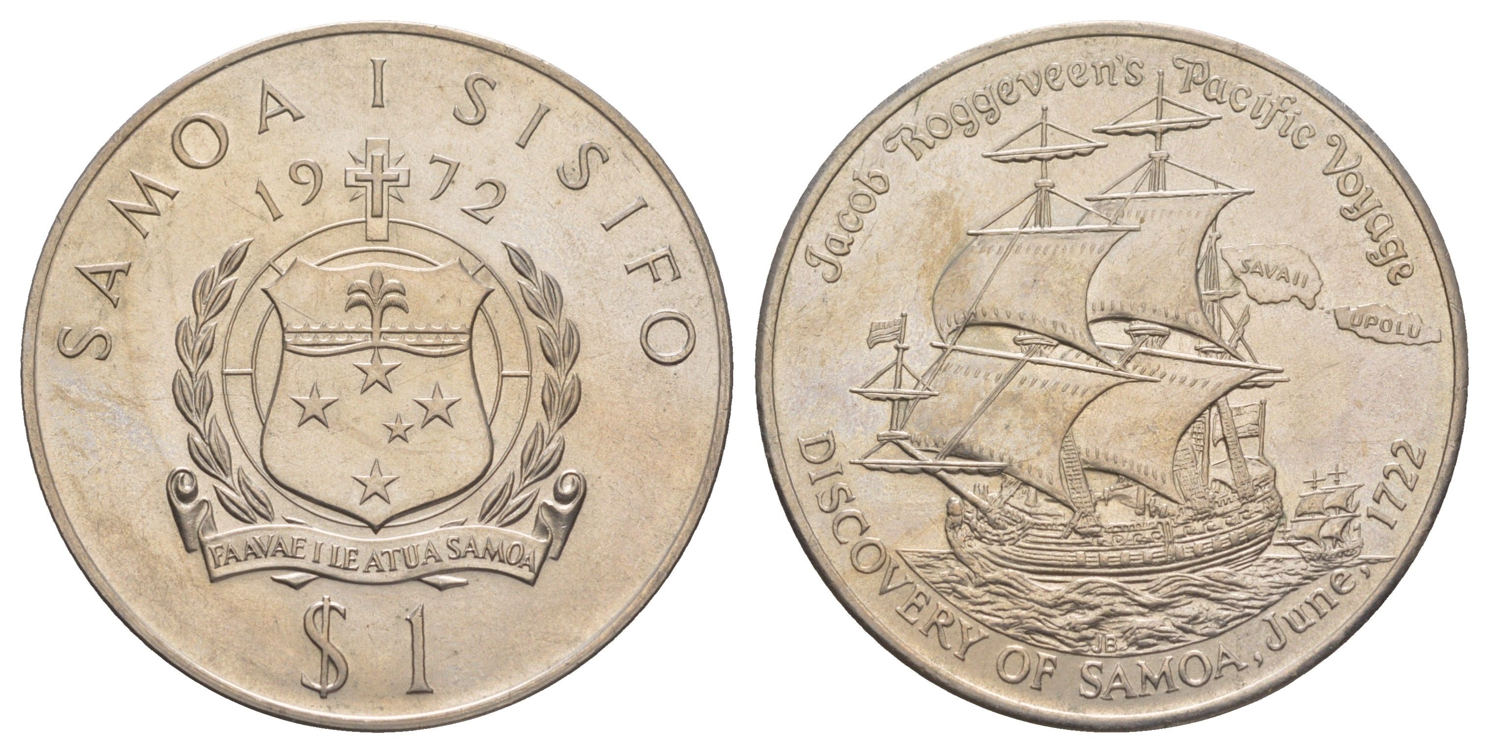 Самоа 1 тала 1972 250 лет открытию Самоа KM 11 медно-никель BU 4125-521