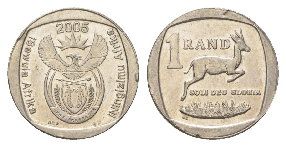 ЮАР 1 ранд 2005 KM 295 медь плакированная никелем 4627-432