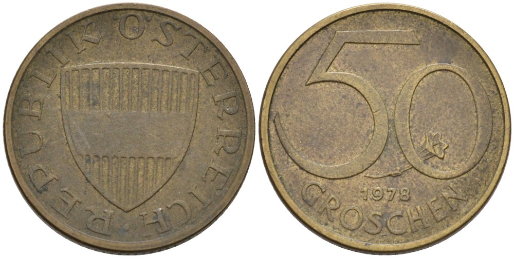 Австрия 50 грошей 1978 KM 2885 алюминиевая бронза 4567-963