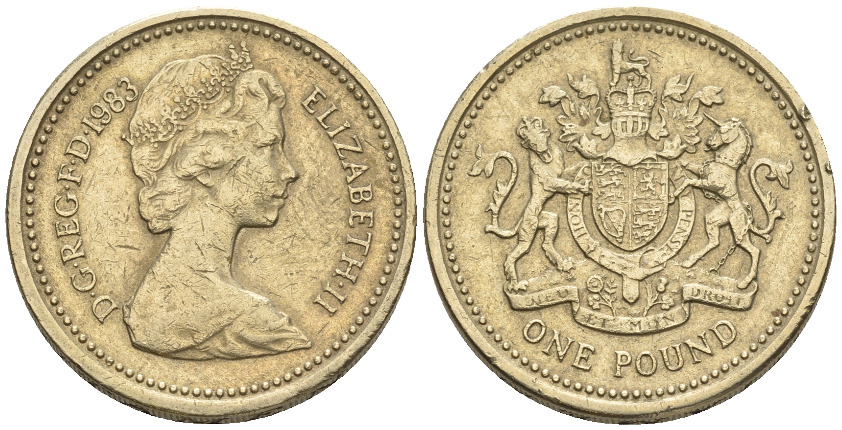 Великобритания 1 фунт 1983 Елизавета II (1952-2022) KM 933, Spink 4221 никель латунь 60-1313