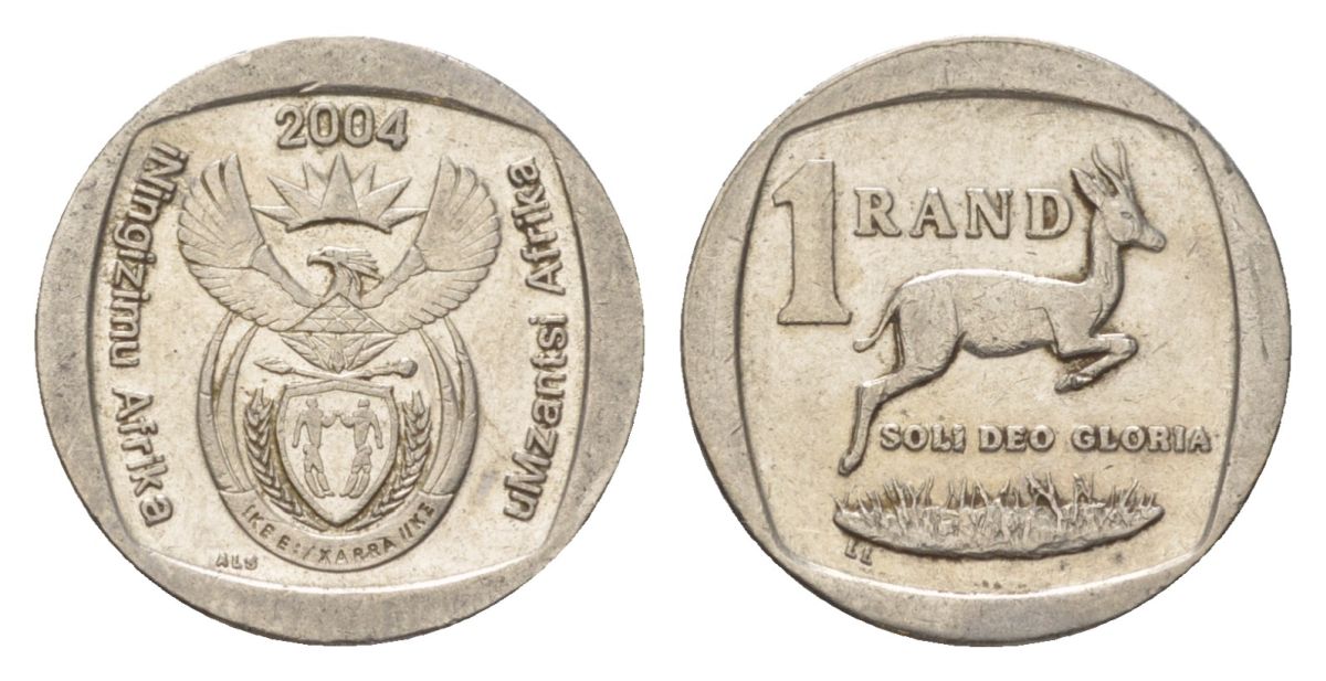 ЮАР 1 ранд 2004 KM 333 медь плакированная никелем 4627-417