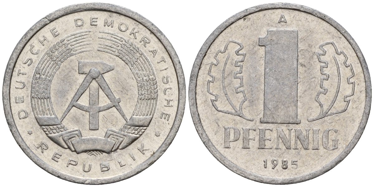 ГДР 1 пфенниг 1985 A KM 8.2 алюминий 192-125