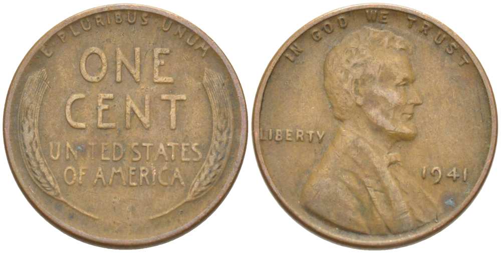 США 1 ЦЕНТ 1941 ЛИНКОЛЬН KM 132 бронза 218-865