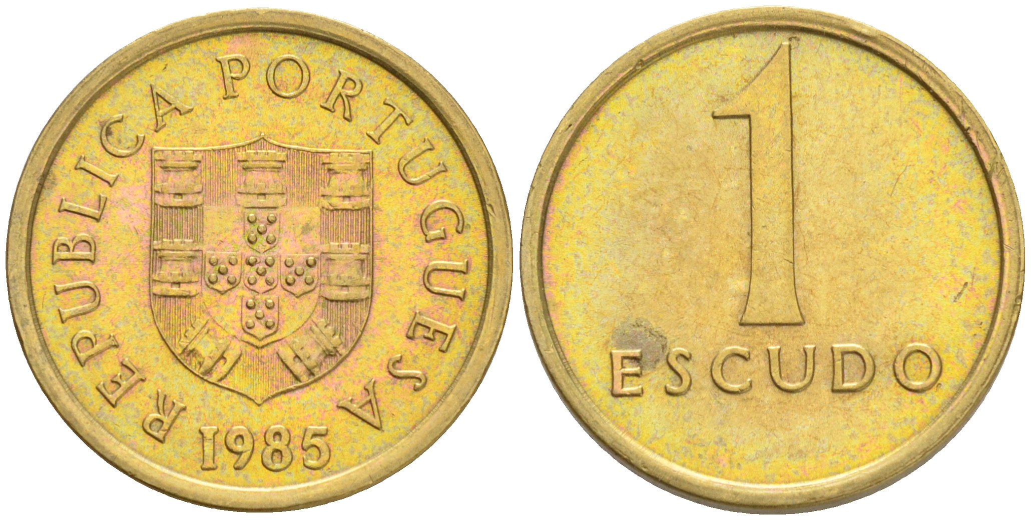 ПОРТУГАЛИЯ 1 ЭСКУДО 1985 KM 614 никель латунь 75-862