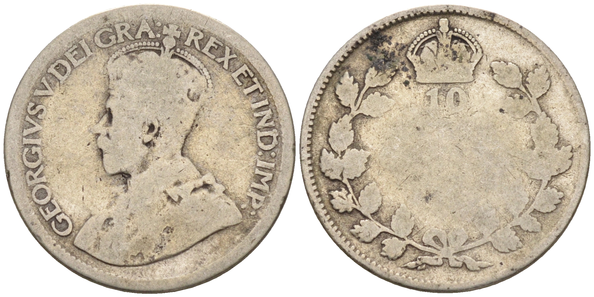 Канада 10 центов ND Георг V (1910-1936) KM 23 серебро    4147-337