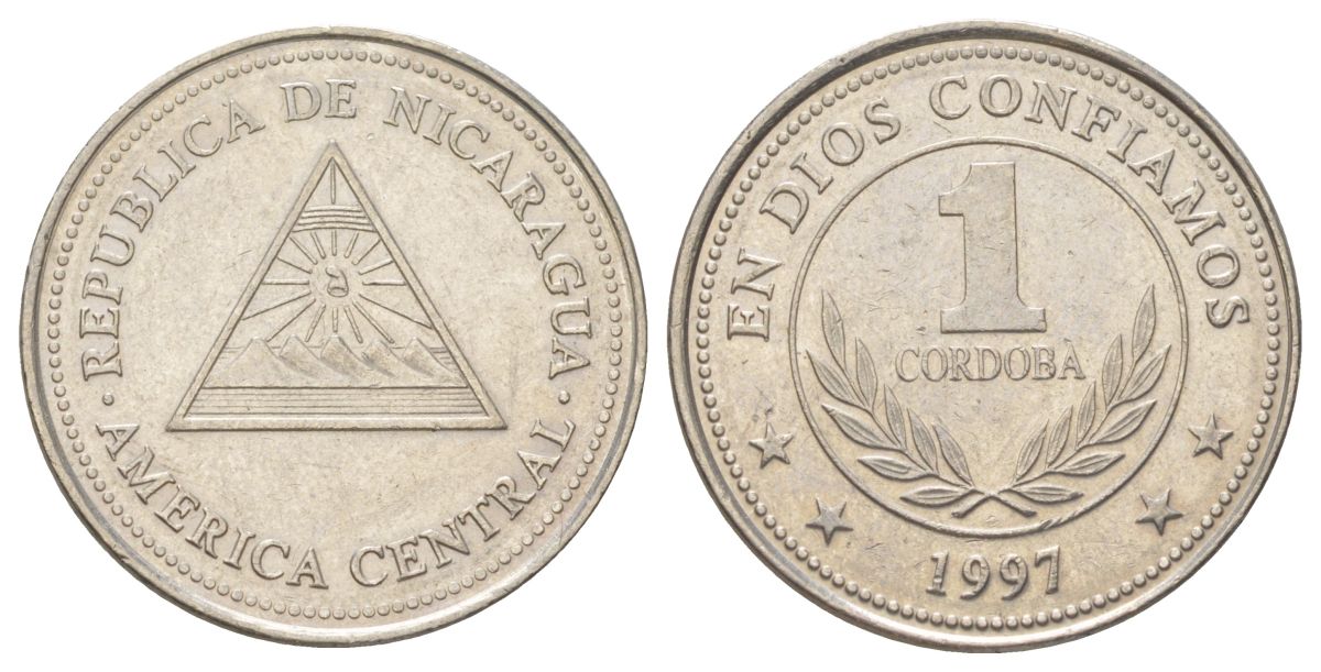 Никарагуа 1 кордоба 1997 KM 89 сталь плакированная никелем 4622-1225