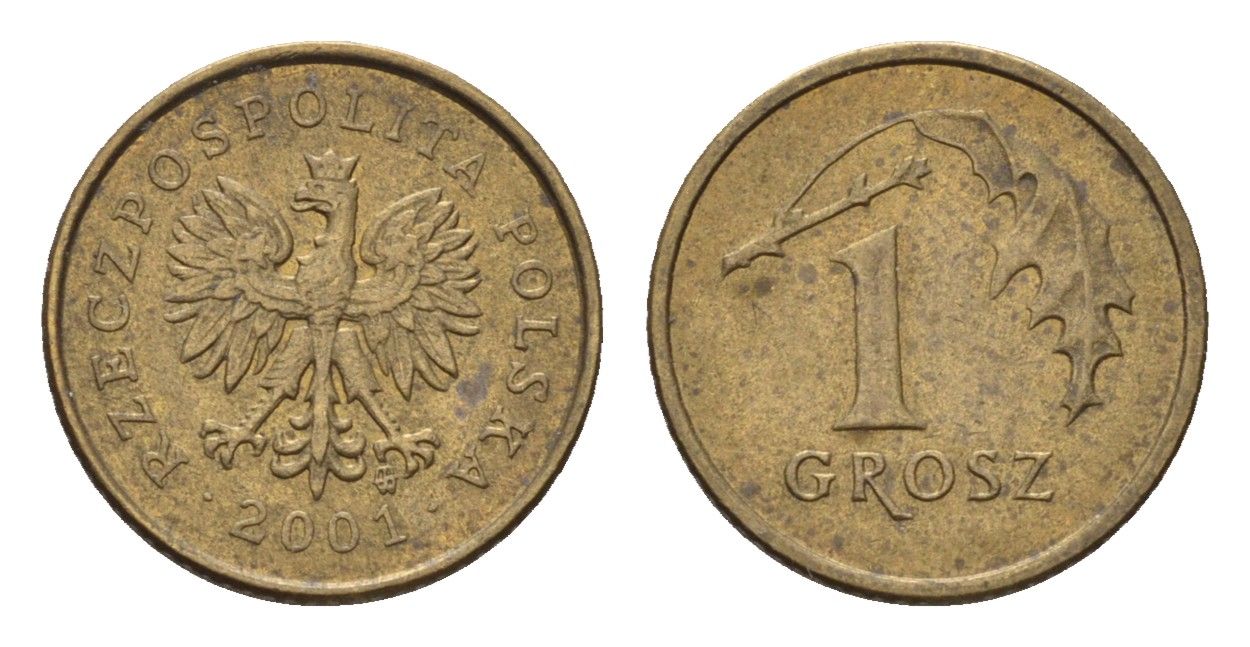 Польша 1 грош 2001 Y 276 марганец латунь 4684-951