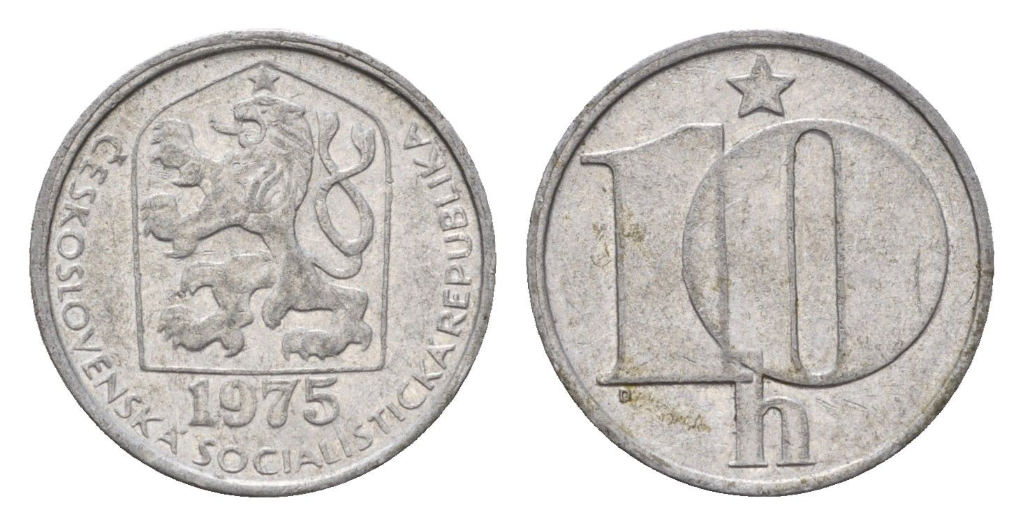 Чехословакия 10 геллеров 1975 KM 80 алюминий 192-126