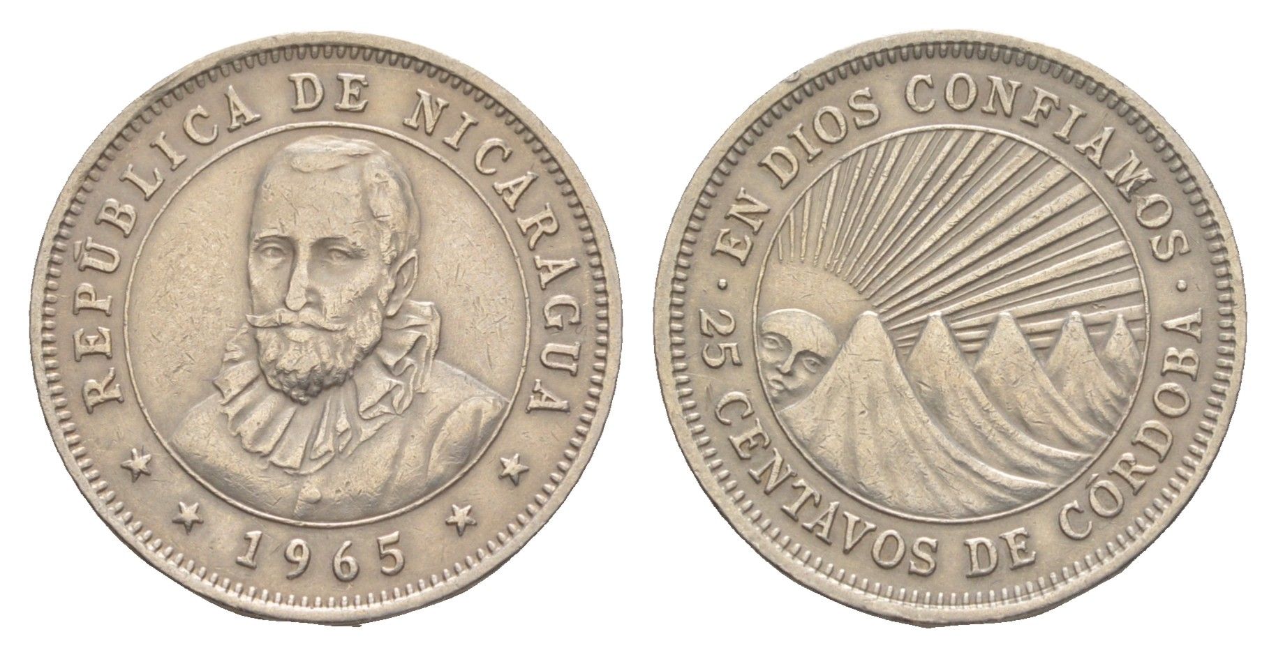Никарагуа 25 сентаво 1965 KM 18.2 медно-никель 4641-255