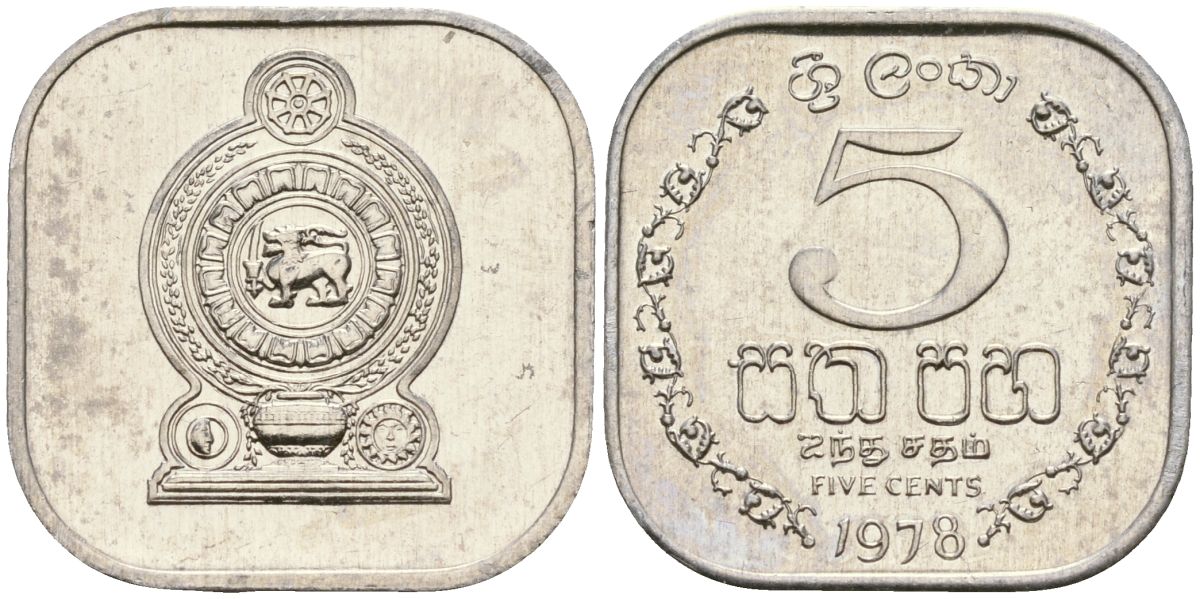 Шри-Ланка 5 центов 1978 KM 139a алюминий 4136-551