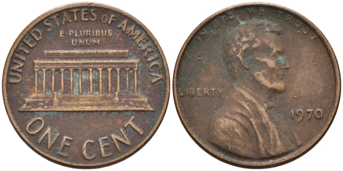 США 1 цент 1970 Линкольн KM 201 медь цинк 4115-856
