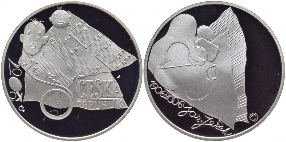 Чешская Республика 200 крон 2006 100 лет со дня рождения Ярослава Ежека (1906-1942) KM 85 серебро PROOF 01-152-44