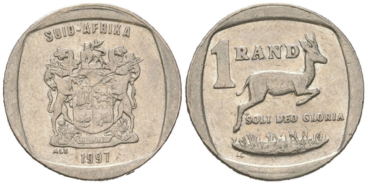 ЮАР 1 ранд 1997 KM 164 медь плакированная медно-никелем 4611-529