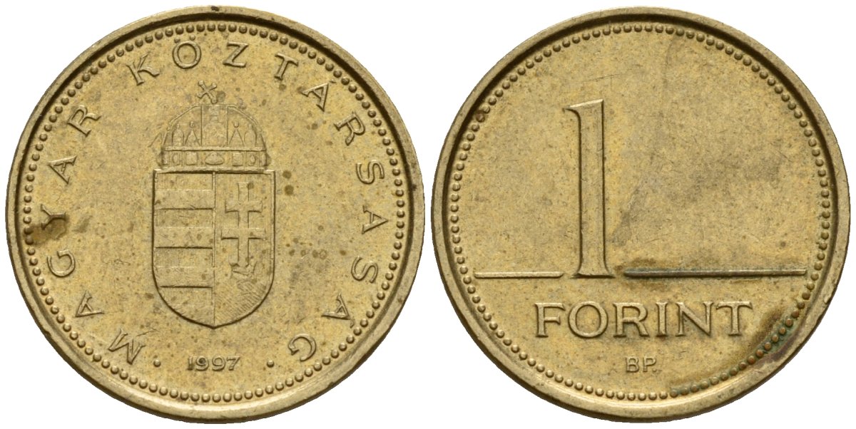 Венгрия 1 форинт 1997 KM 692 латунь 4154-1119