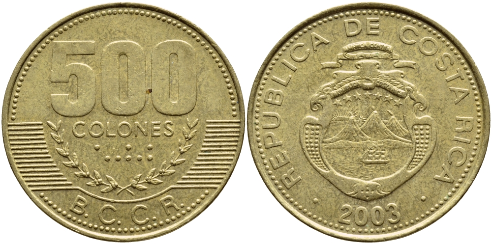 КОСТА-РИКА 500 КОЛОН 2003 B.C.C.R. KM 239.1 медь алюминий никель 59-1036