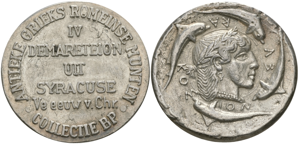 ЕВРОПА ЖЕТОН ND С ИЗОБРАЖЕНИЕМ СИРАКУЗСКОЙ ТЕТРАДРАХМЫ белый металл 65-516