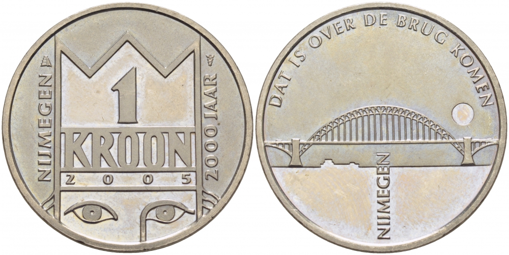 НИДЕРЛАНДЫ ЖЕТОН, 1 КРООН 2005 СЕРИЯ ГОЛЛАНДСКИЕ ГОРОДА,ПРОВИНЦИЯ ГЕЛЬДЕРЛЭНД, 2000 ЛЕТ НОЙМЕГЕН медно-никель UNC 3896-412