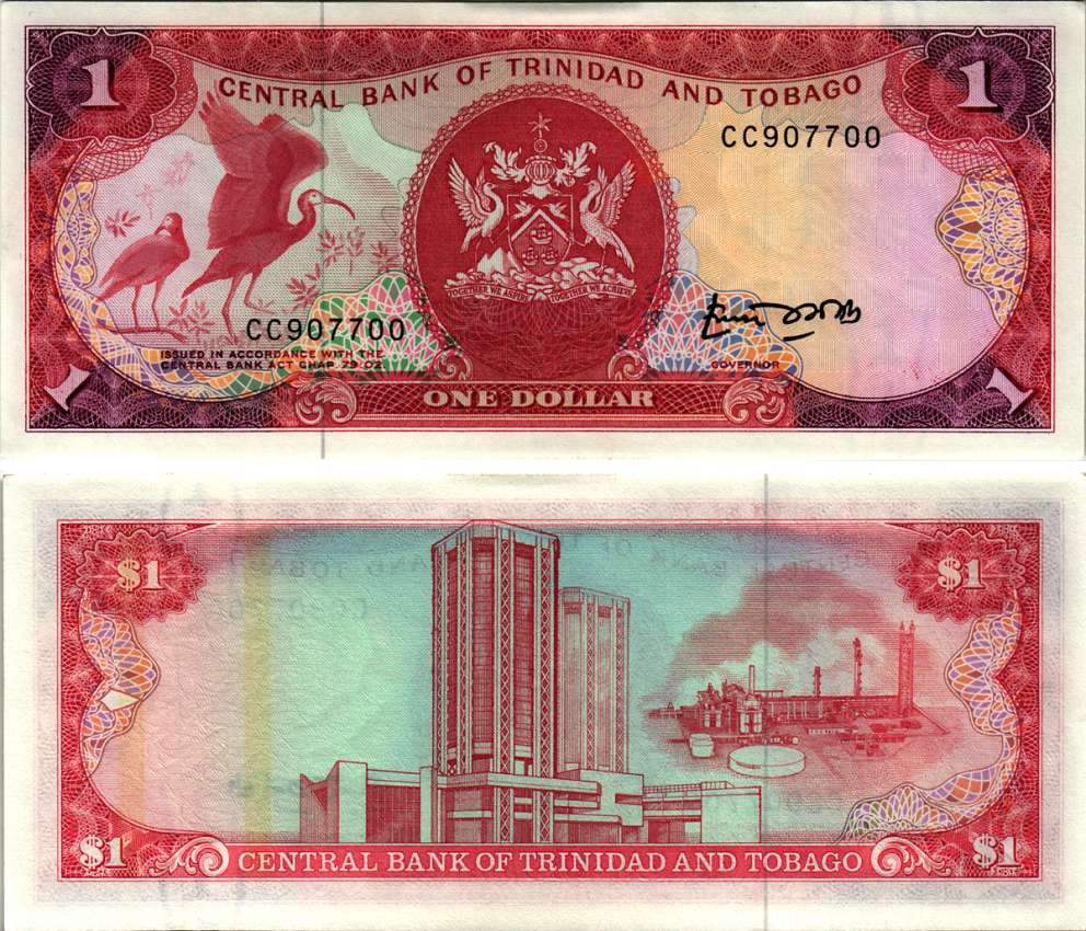 ТРИНИДАД И ТОБАГО 1 ДОЛЛАР 1985 ПОДПИСЬ 4 Pick 36а бумага аUNC 2192-48-3-1