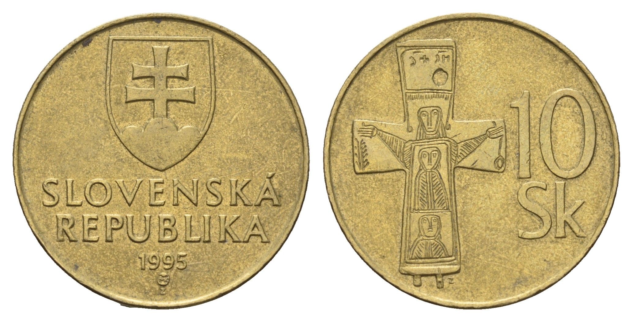 Словакия 10 крон 1995 KM 11.1 латунь 4700-1221