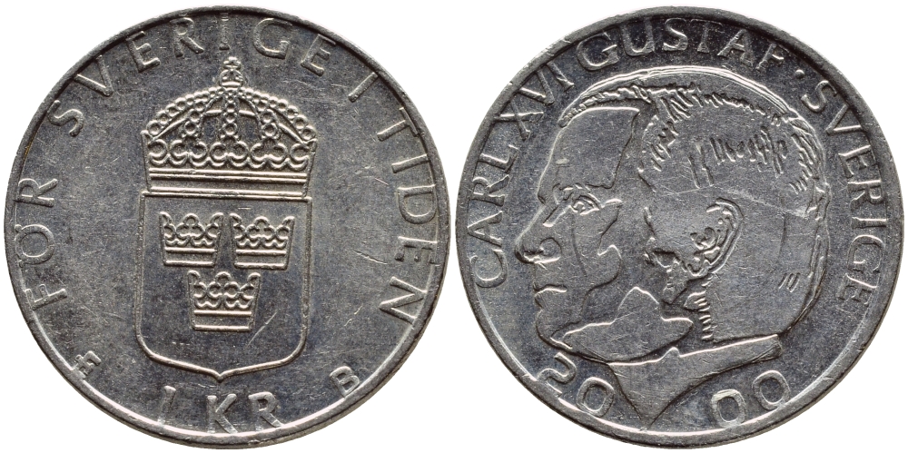 Швеция 1 крона 2000 Карл XVI Густав (1973- ) KM 852а медно-никель 4364-4131
