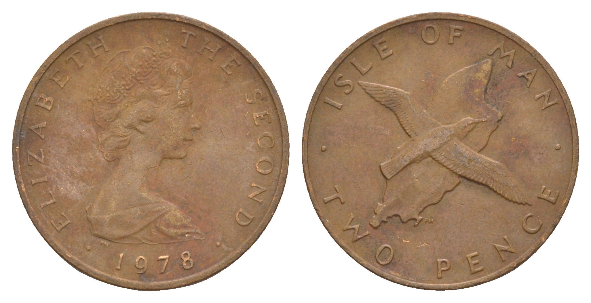Остров Мэн 2 пенса 1978 PM, Елизавета II (1952-2022) KM 34 бронза 4656-1035