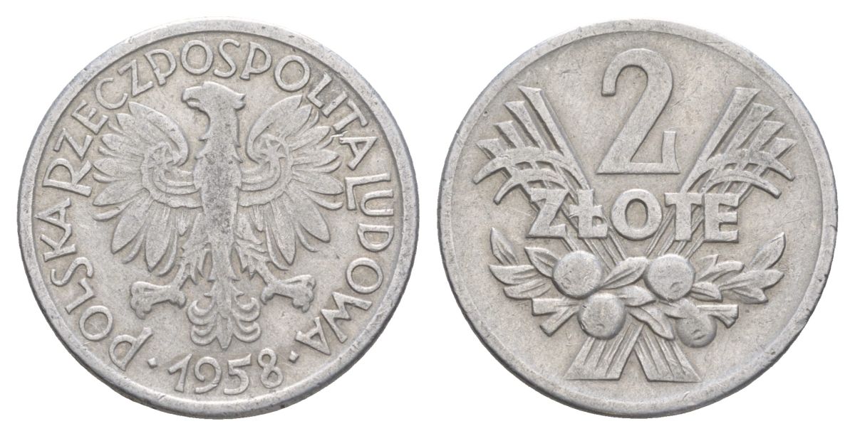 Польша 2 злотых 1958 Y 46 алюминий 4626-645