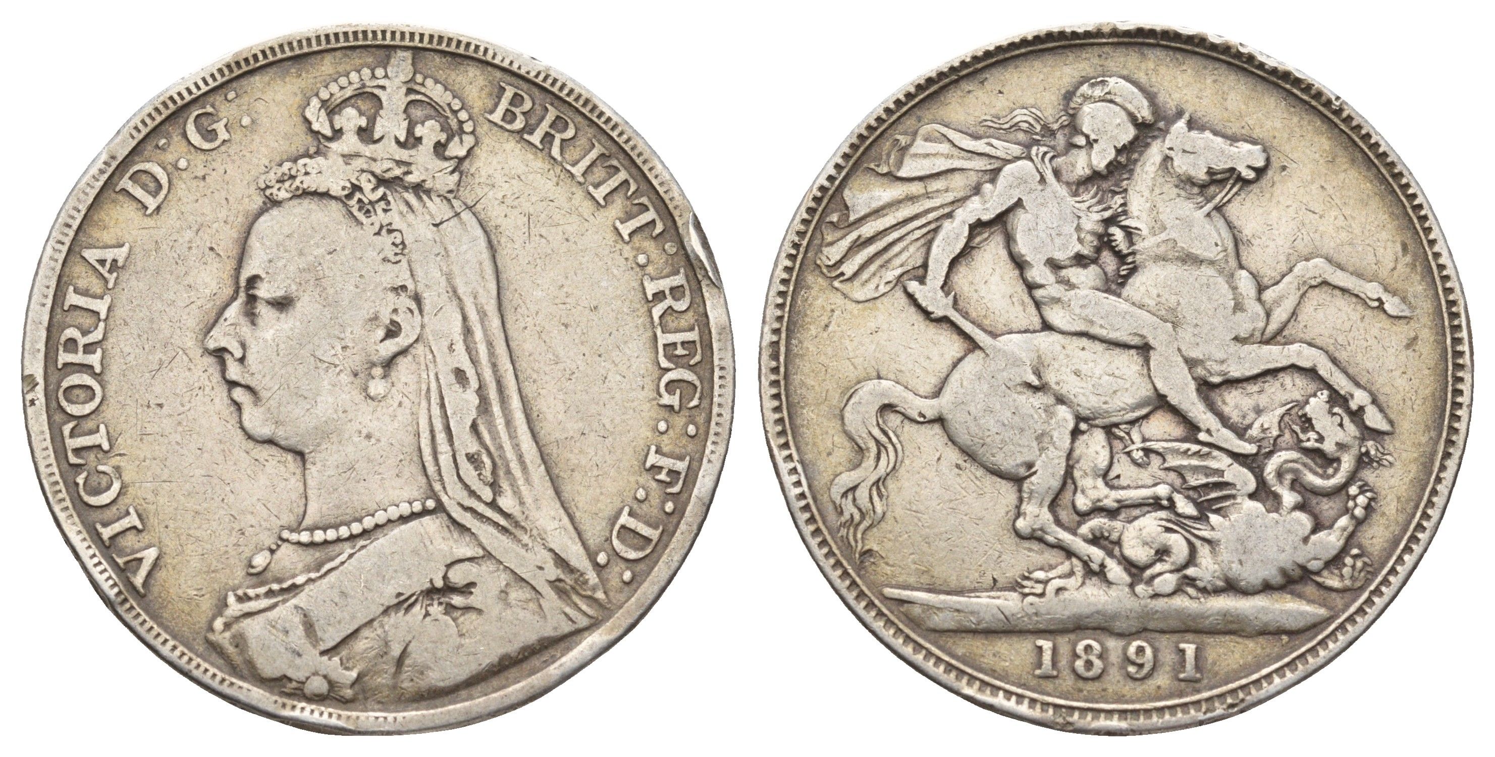 Великобритания 1 крона 1891 Виктория (1837-1901) KM 765, Spink 3921 серебро 413-4324