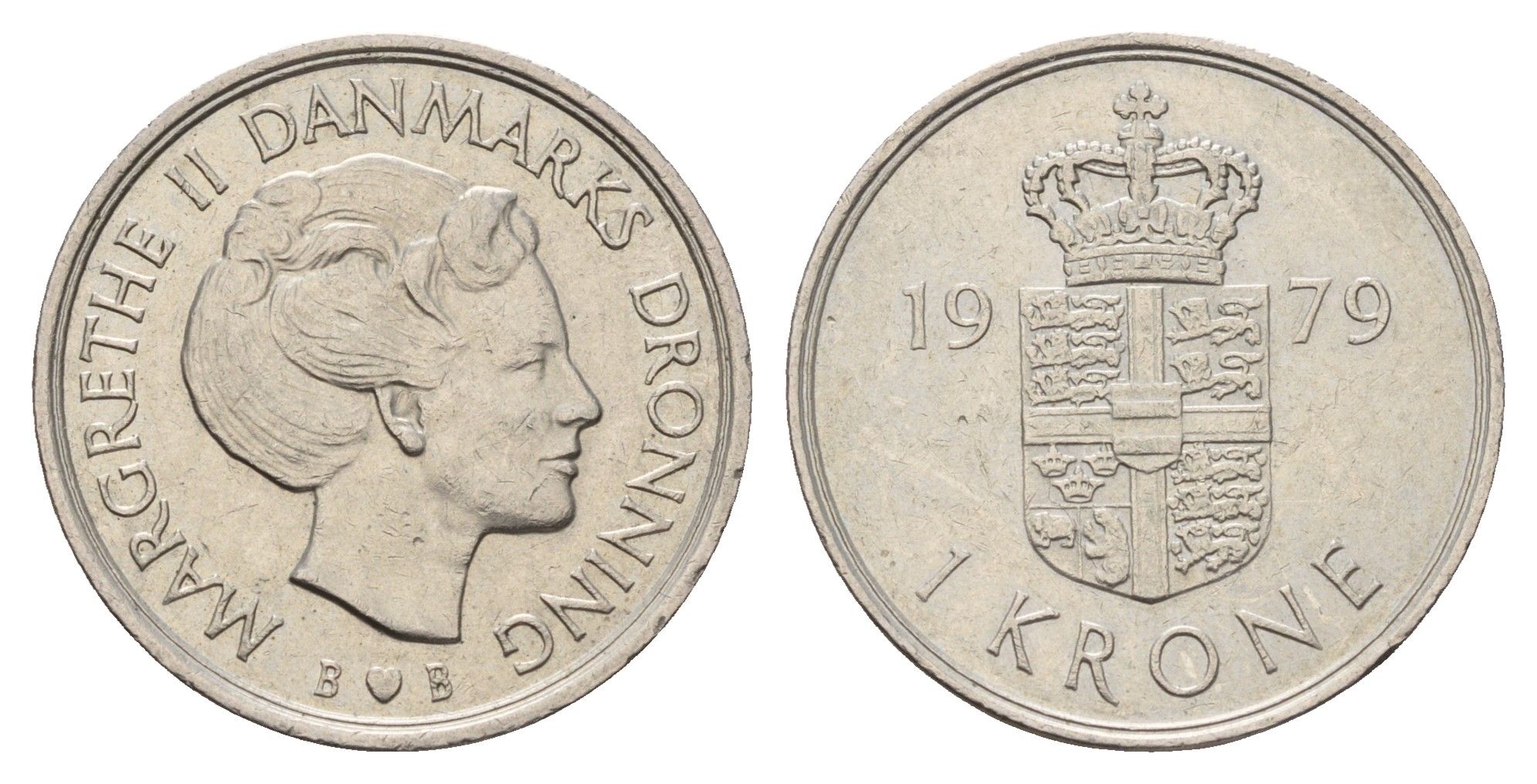 Дания 1 крона 1979 S; B, Маргрете II (1972-2024) KM 862 медно-никель 4678-915