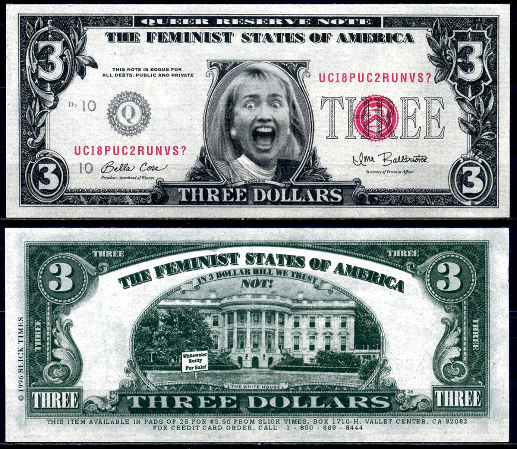 США 3 доллара 1996 сувенирная банкнота бумага UNC (пресс) 6287-50-4-1