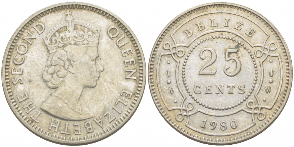 БЕЛИЗ 25 ЦЕНТОВ 1980 KM 36 медно-никель 3457-756